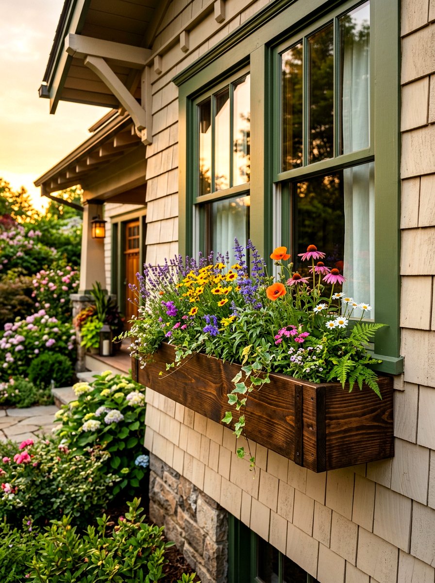 DIY wood window box - 30 front window planter ideas