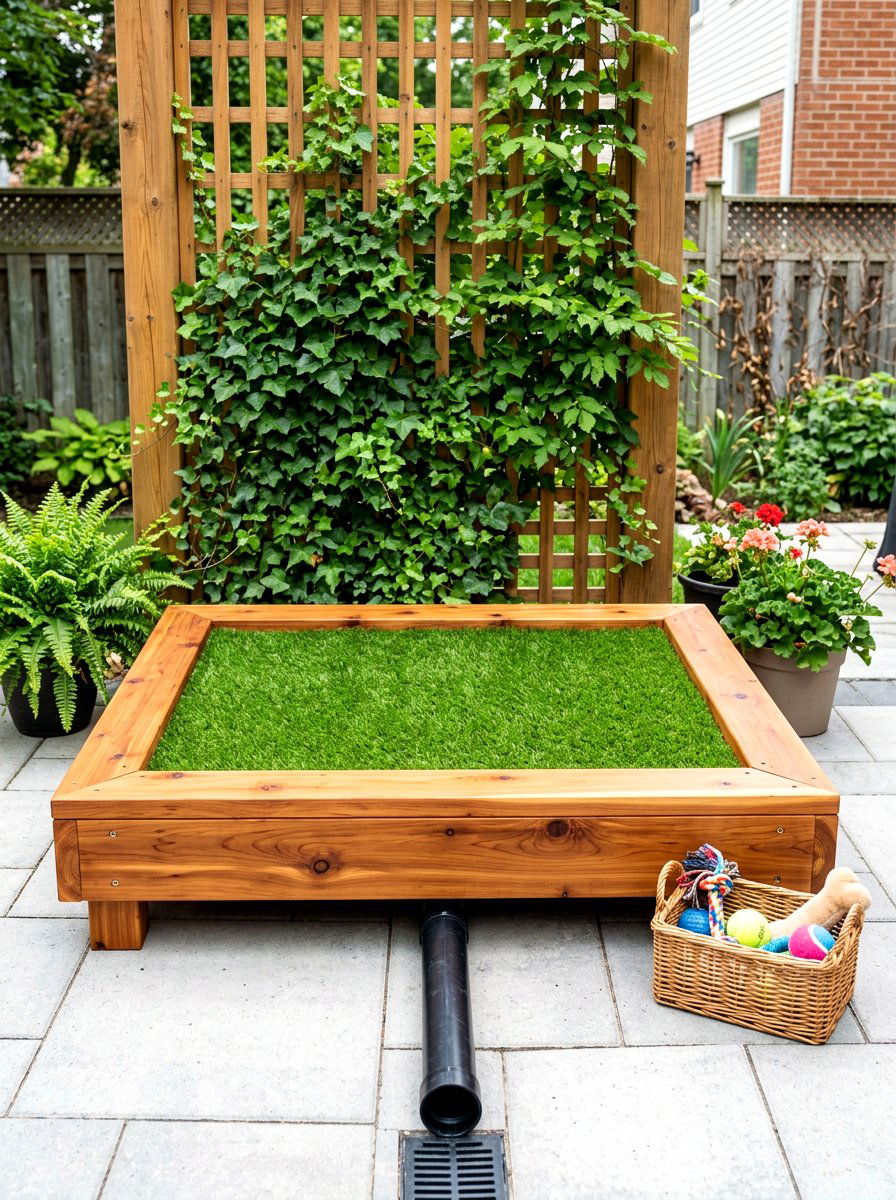 DIY wooden pet potty - 30 balcony pet potty area ideas