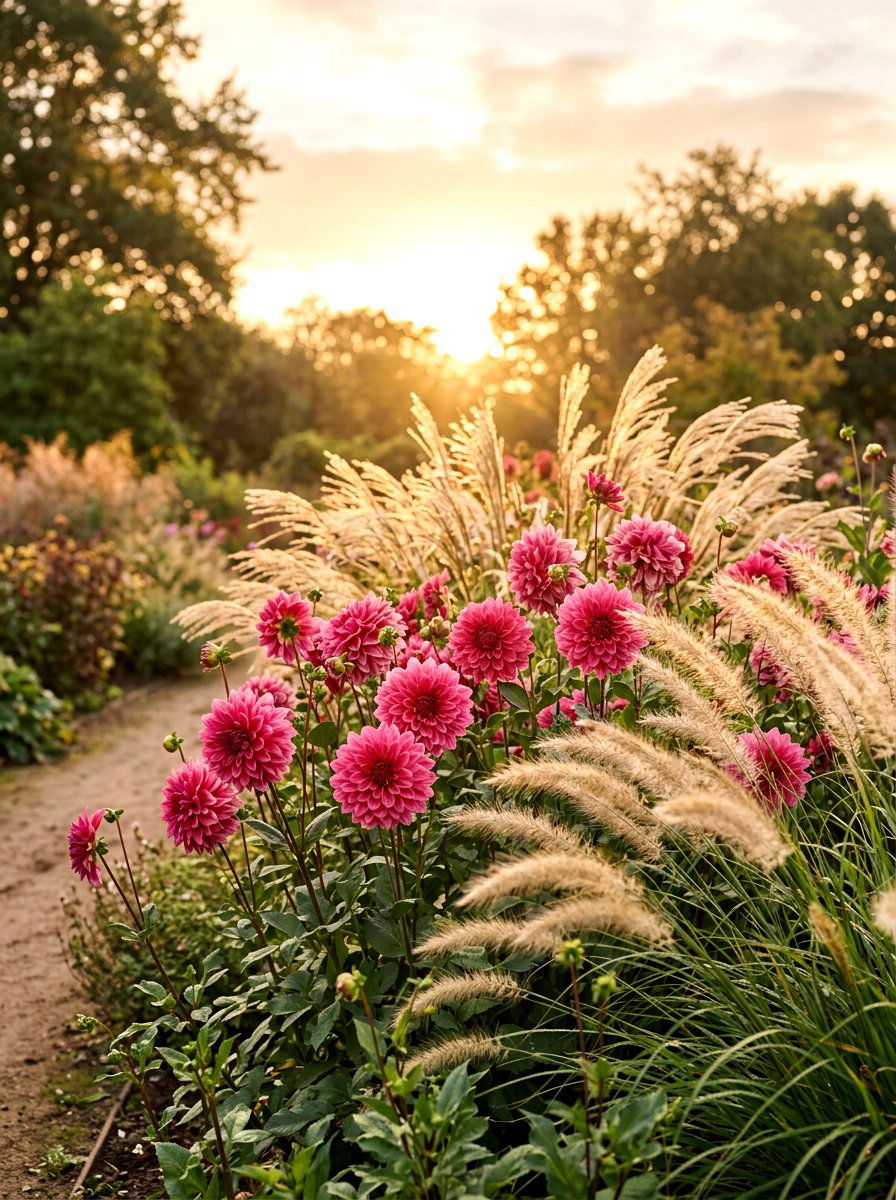 Dahlia And Ornamental Grasses - 30 dahlia garden ideas