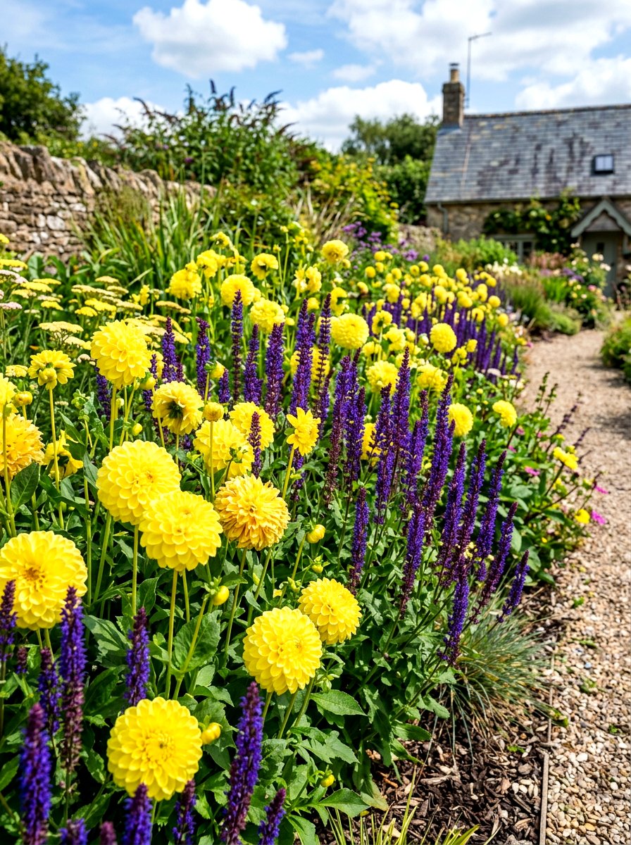 Dahlia And Salvia Pairing - 30 dahlia garden ideas