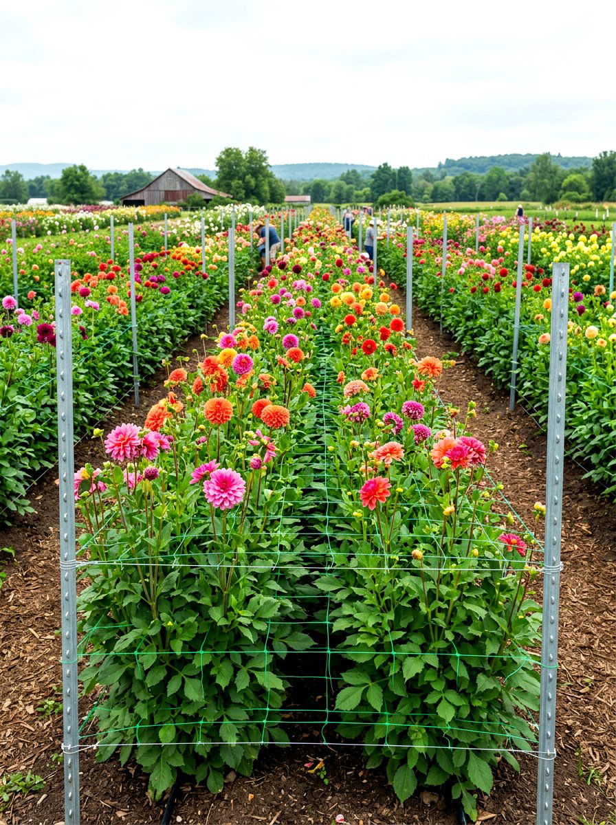 Dahlia Support Netting - 30 dahlia cutting patch ideas