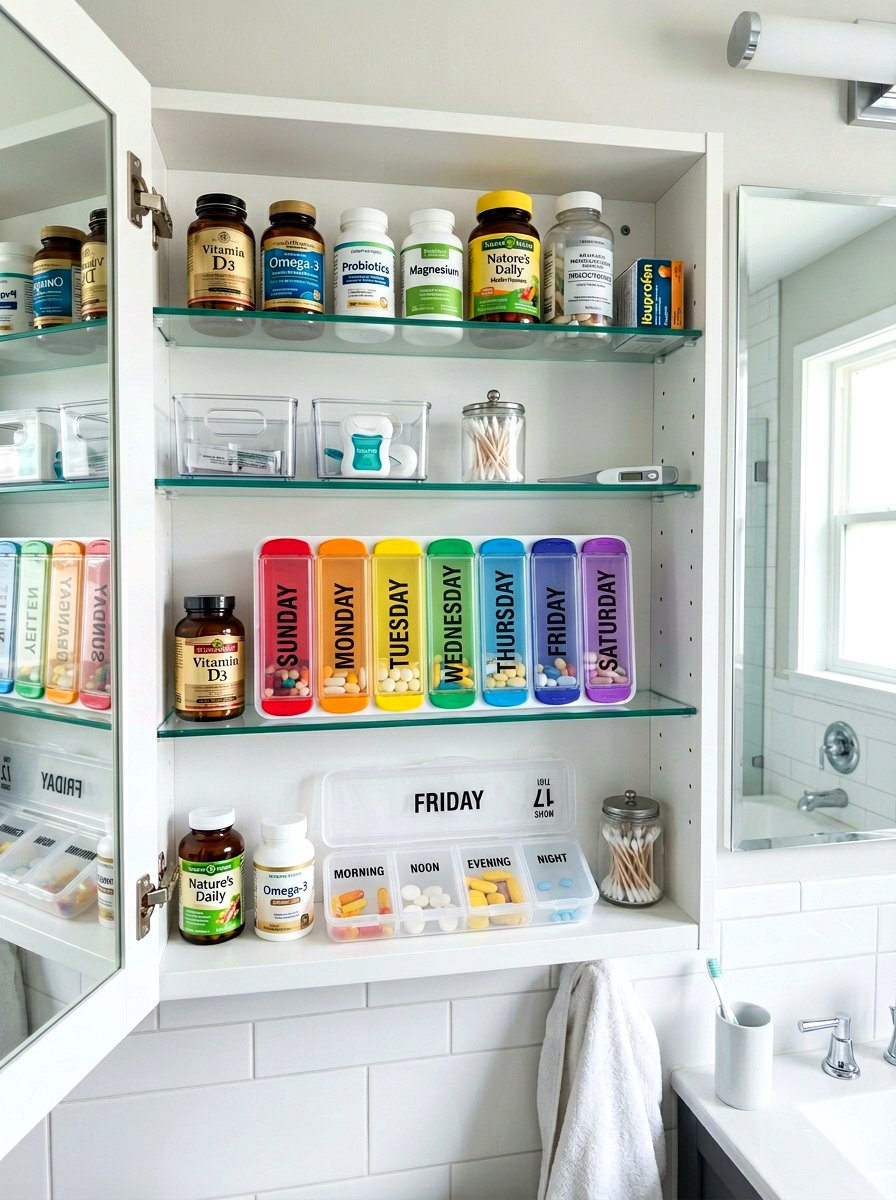 Daily Pill Organizer Tray - 30 medicine cabinet organization ideas