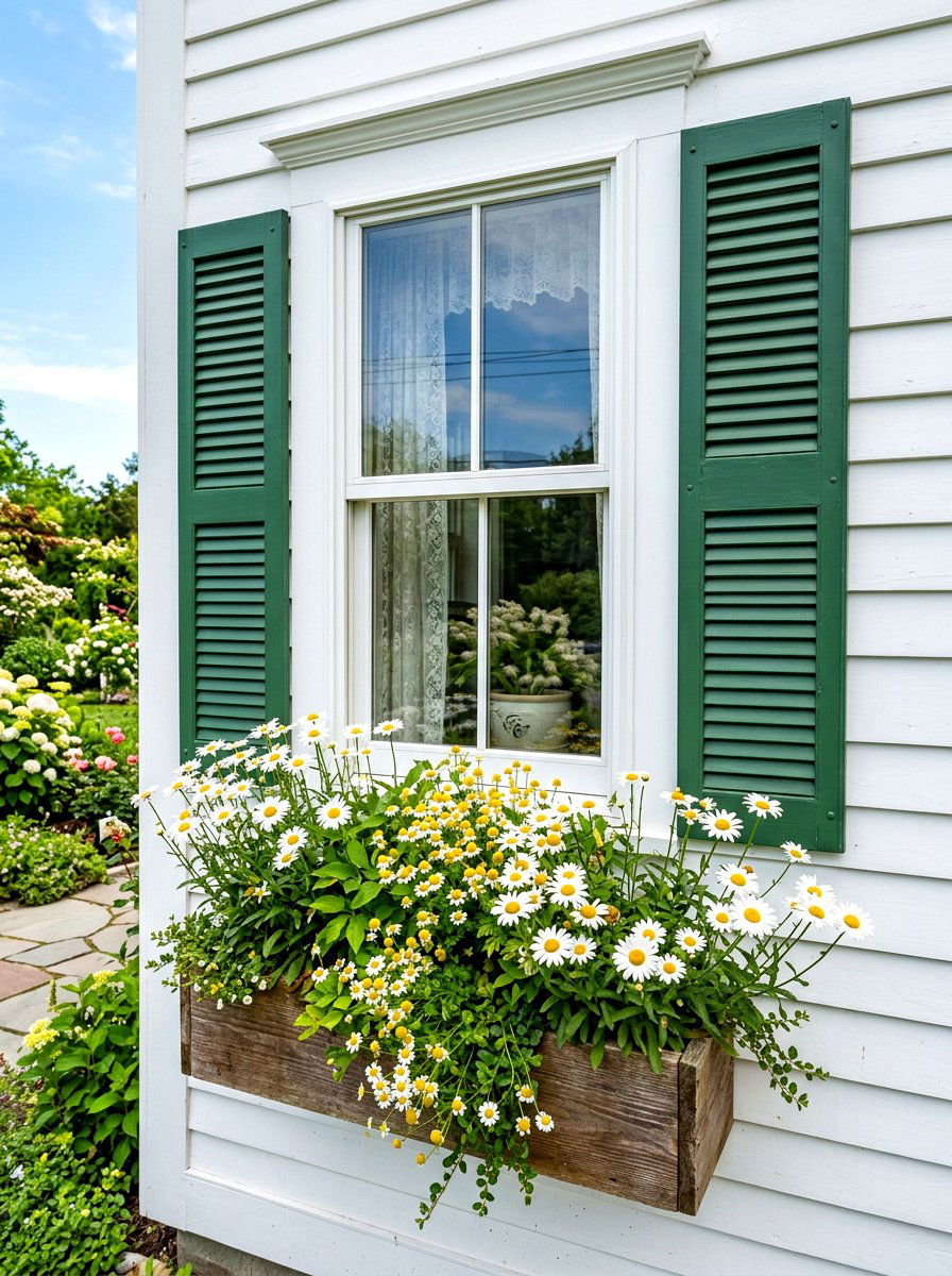 Daisies in window box - 30 market bouquet decor ideas