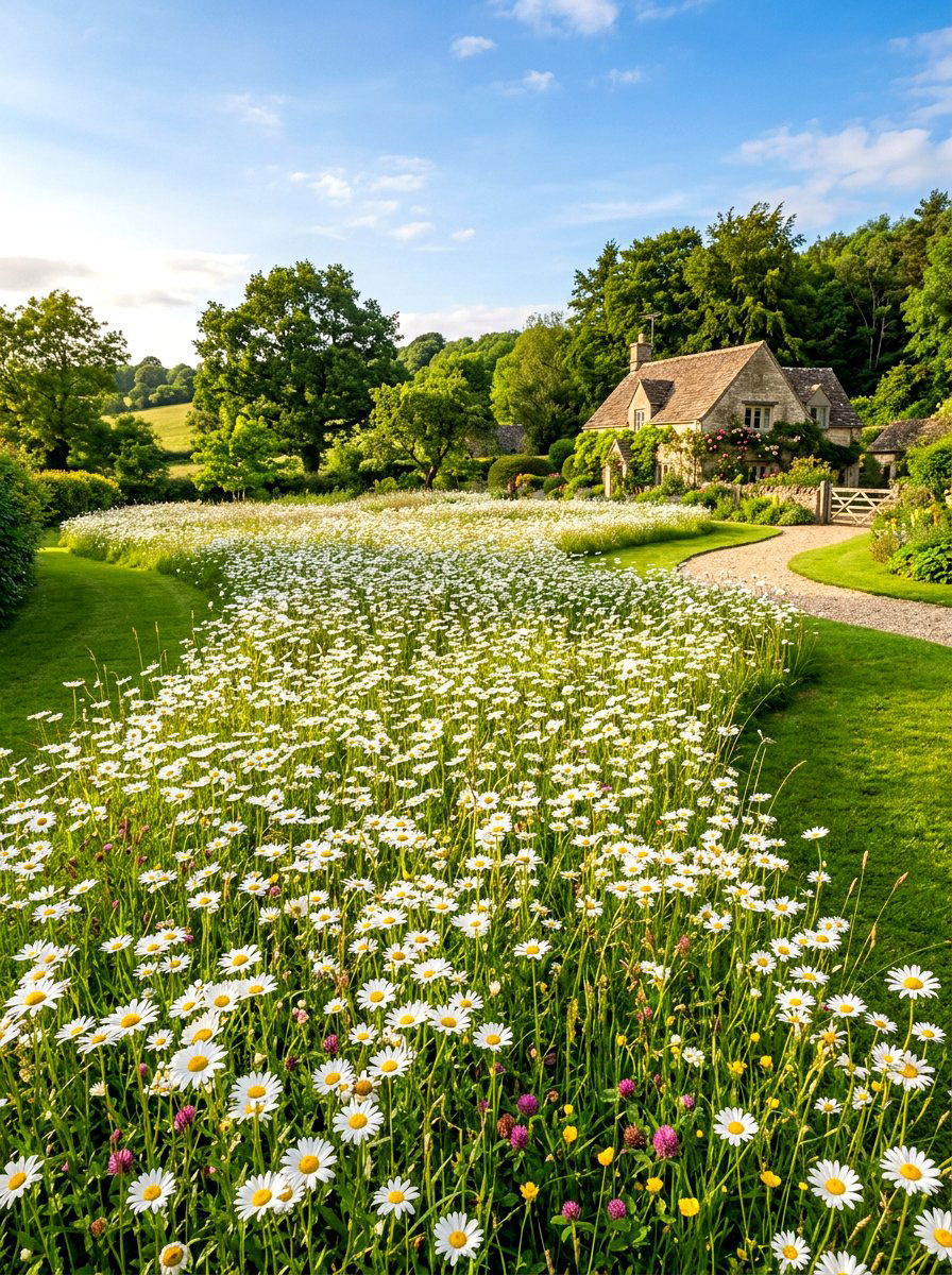 Daisy Meadow Front Lawn - 30 meadow front yard ideas