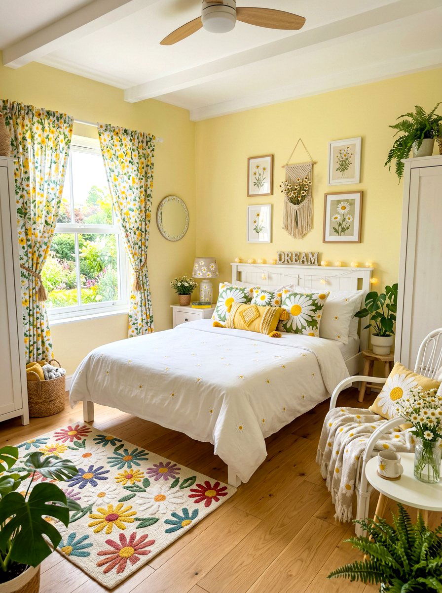 Daisy Pattern Bedroom - 30 bloomcore bedroom ideas