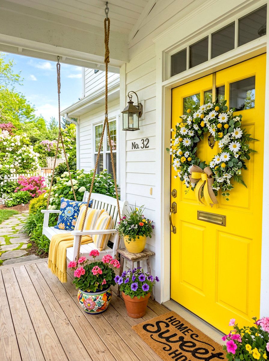 Daisy Spring Wreath - 30 spring wreath ideas