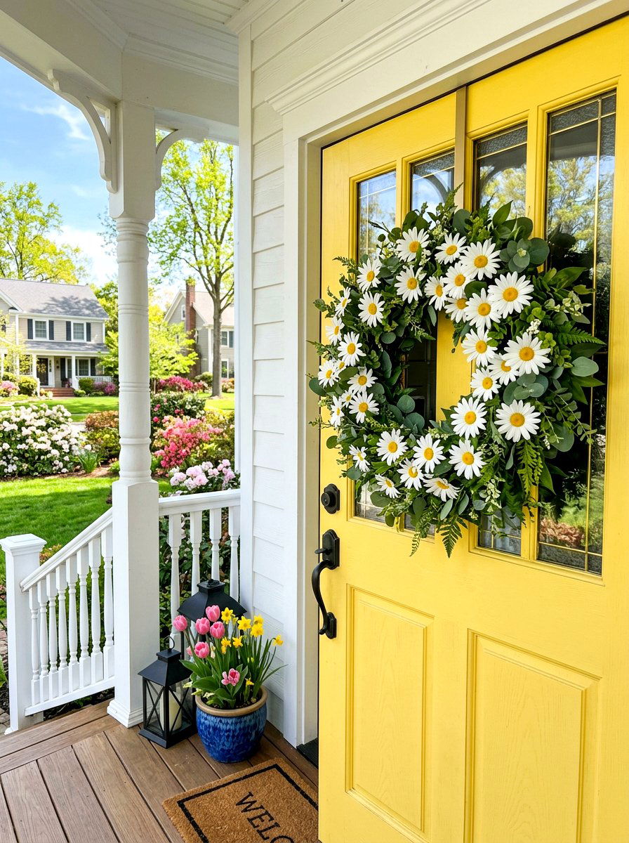 Daisy Wreath - 30 spring wreath ideas for front door