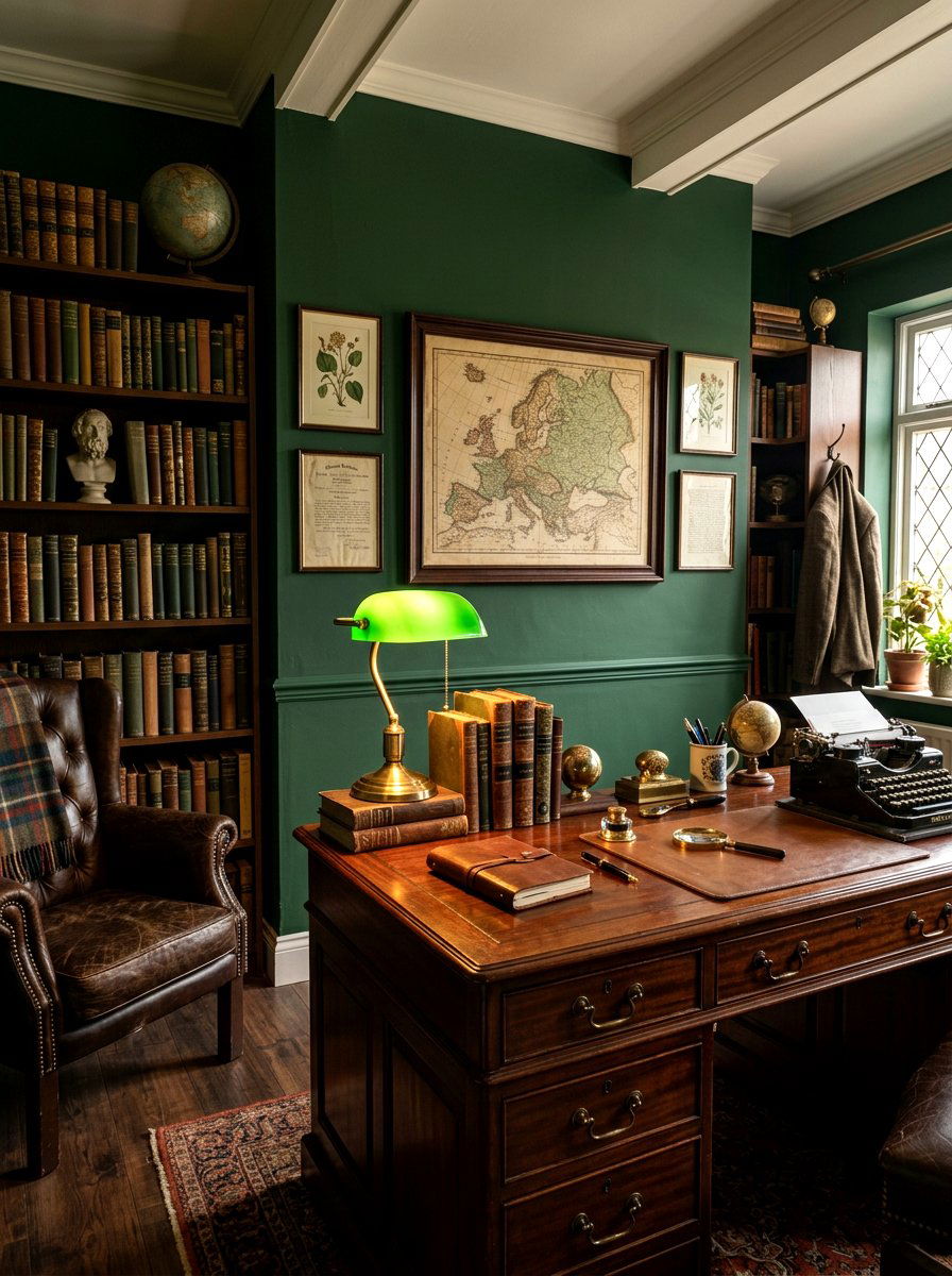 Dark Academia Corner - 30 office nook apartment ideas