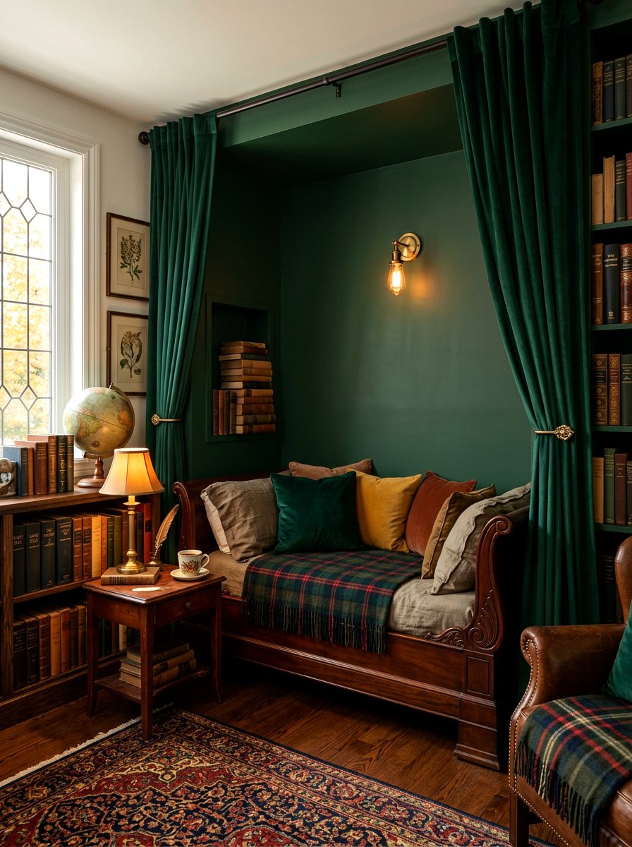 Dark Academia Daybed - 30 built in daybed nook ideas