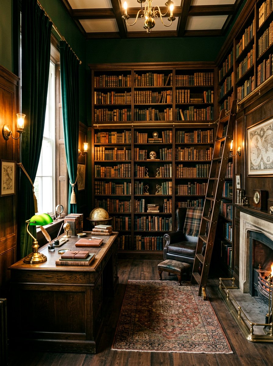 Dark Academia Den Library - 30 den decorating ideas