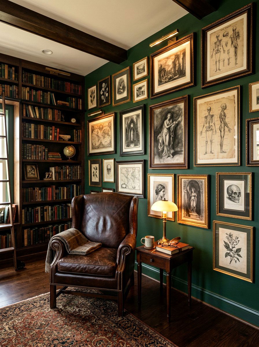 Dark Academia Gallery Wall - 30 vintage collage wall ideas