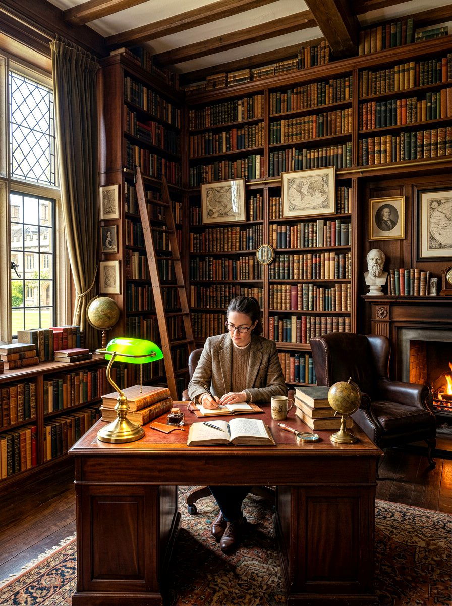 Dark Academia Library - 30 zoom background office ideas