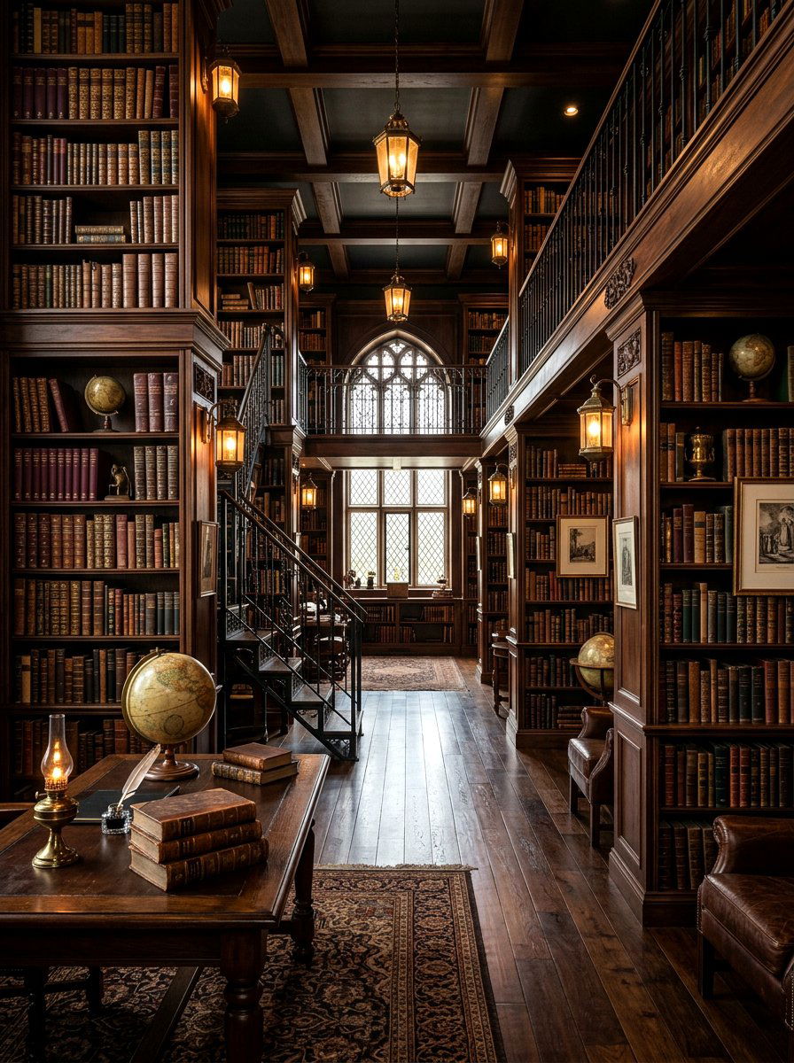 Dark Academia Library - 30 bookcase decor ideas