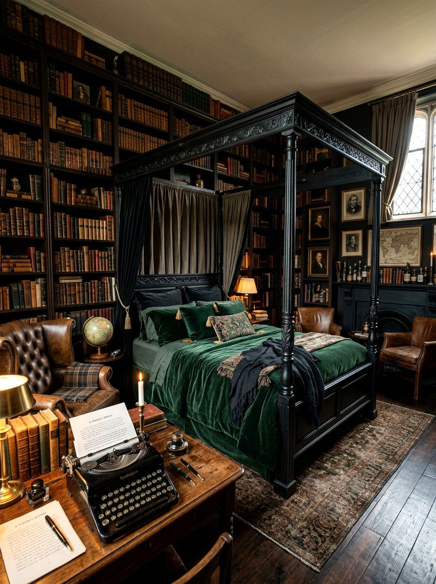 Dark Academia Moody Canopy Bed - 30 canopy bed ideas