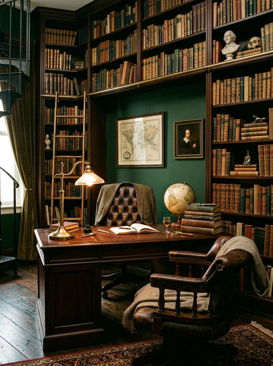 Dark Academia Moody Office - 30 apartment office ideas