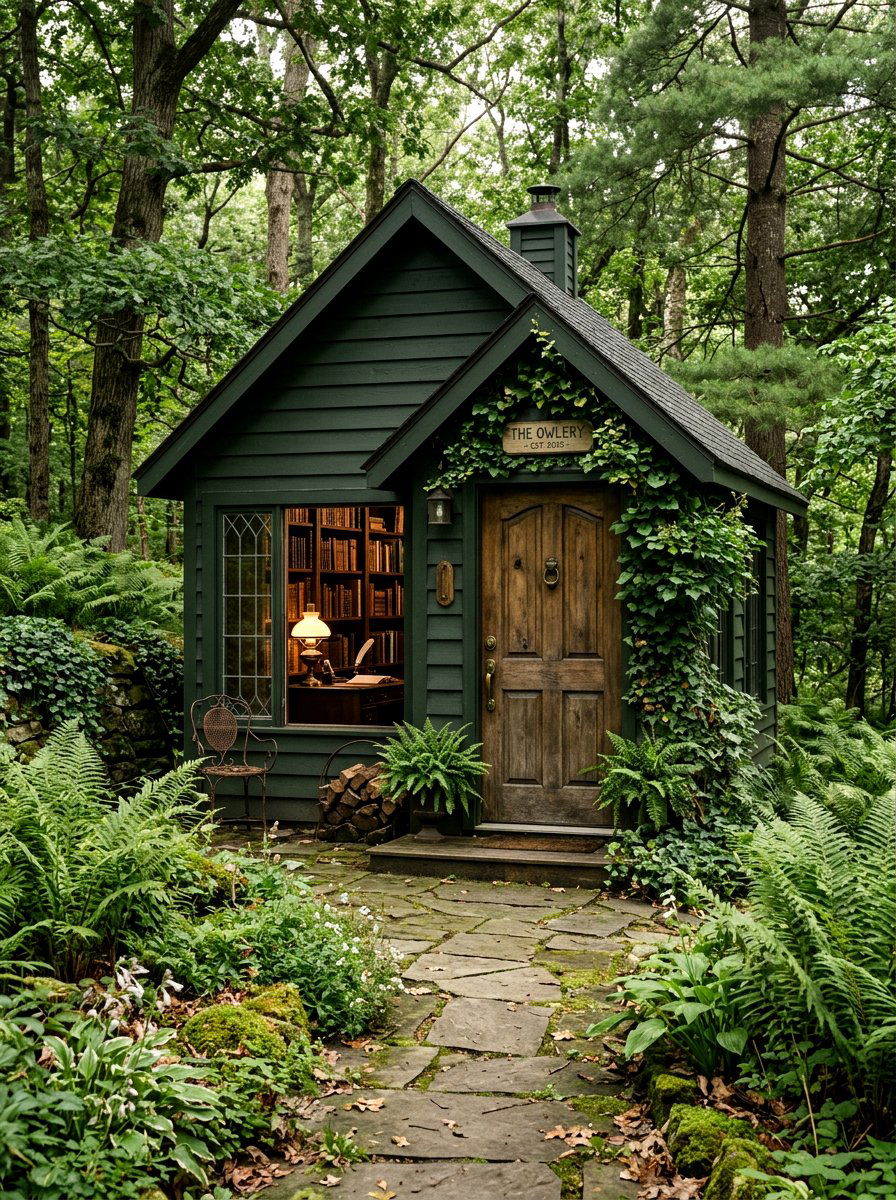 Dark Academia She Shed - 30 she shed backyard aesthetic ideas