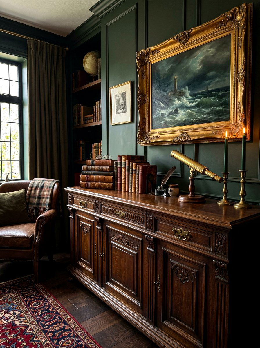 Dark Academia Sideboard - 30 sideboard styling dining ideas