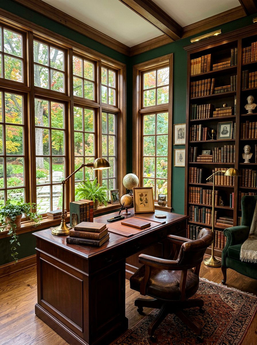 Dark Academia Sunroom Office - 30 sunroom office ideas