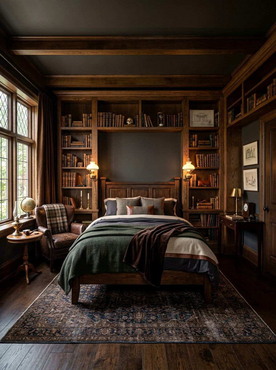 Dark Academic Wood Bedroom - 30 old money bedroom ideas