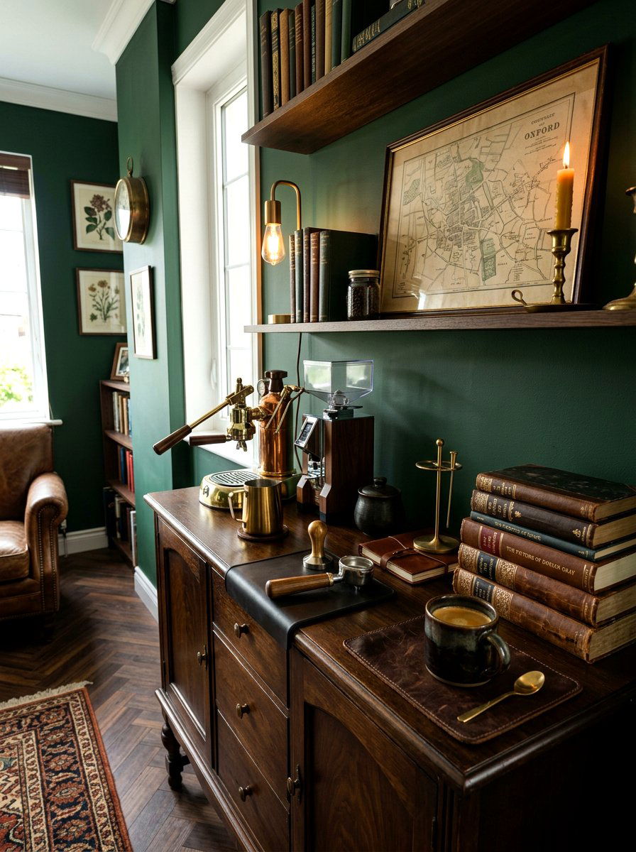 Dark Academy Coffee Nook - 30 home cafe ideas