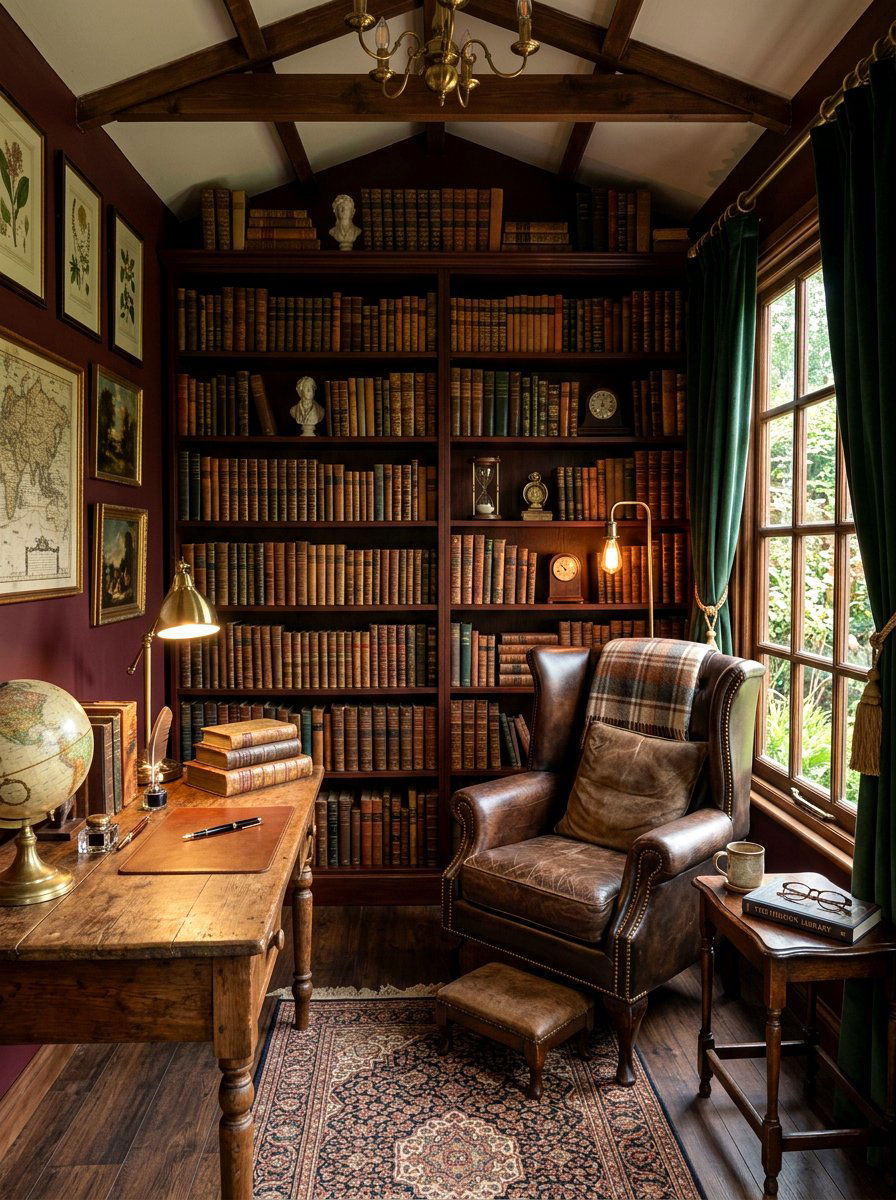 Dark Academy Library - 30 she shed interior ideas