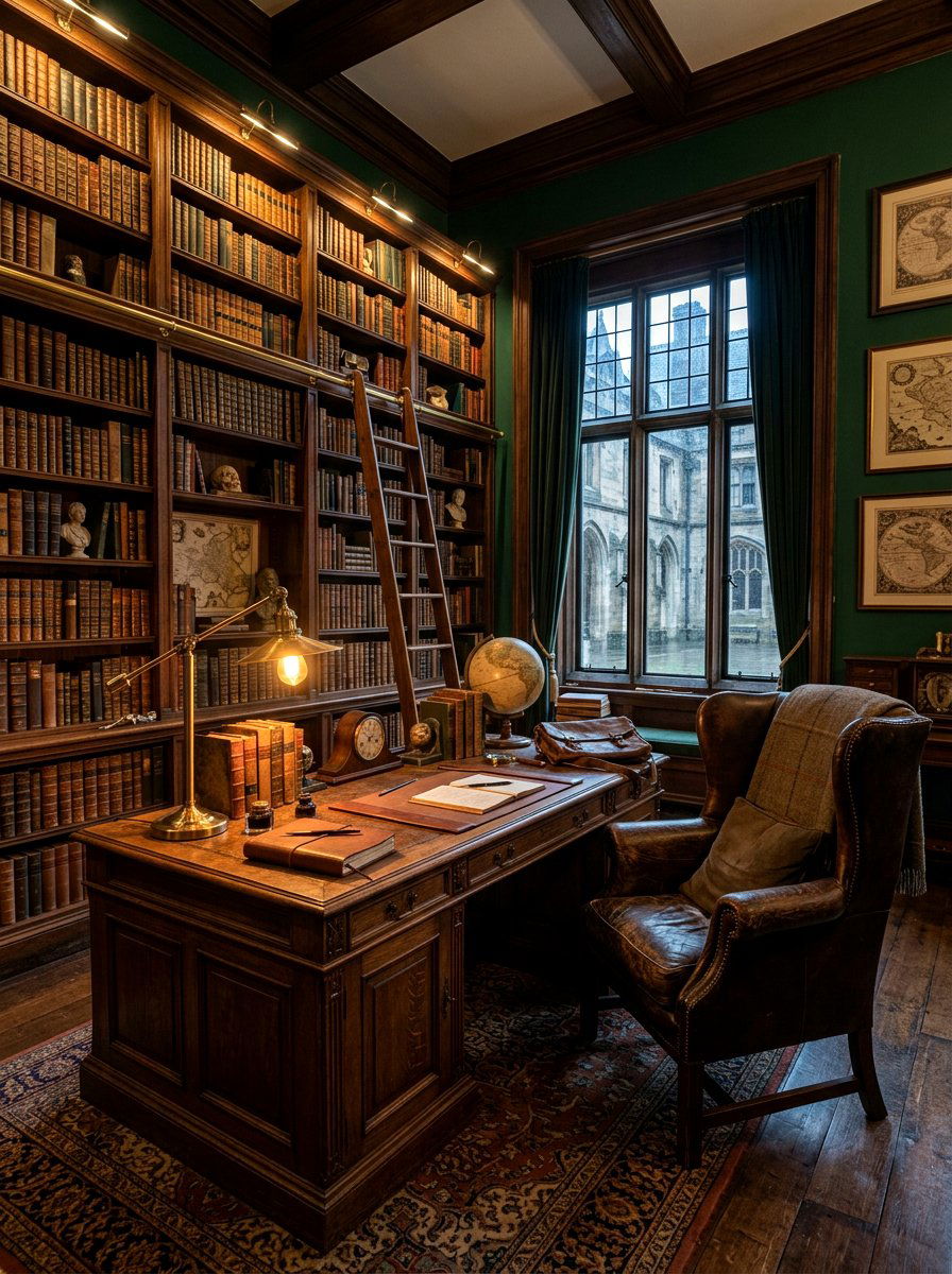 Dark Academy Workspace - 30 creative studio office ideas