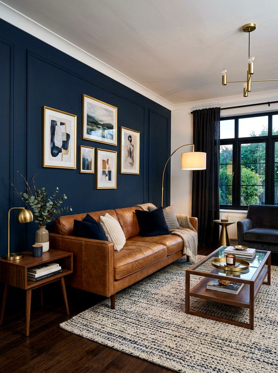 Dark Accent Wall - 30 tall ceiling living room ideas