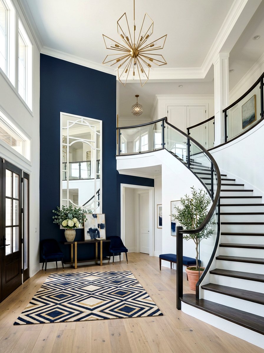 Dark Accent Wall - 30 two story foyer ideas