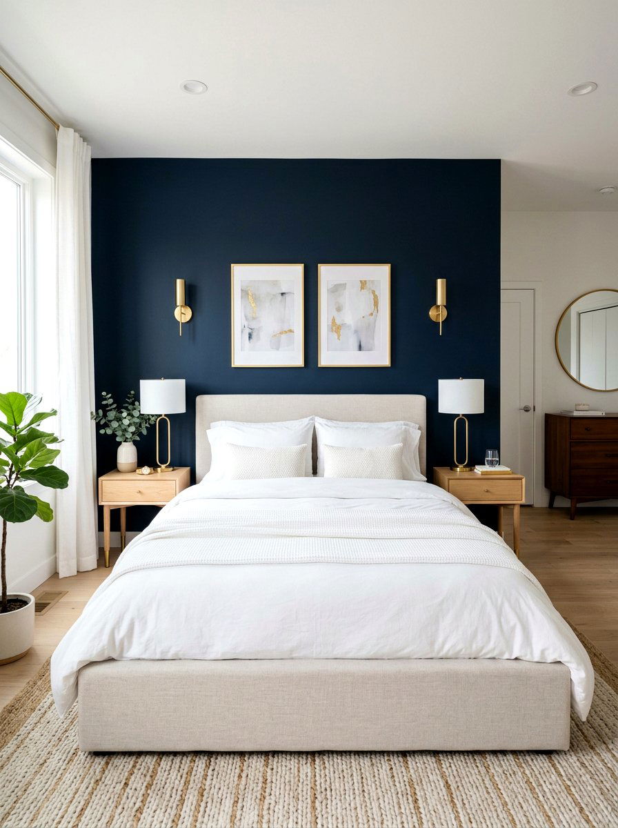 Dark Accent Wall - 30 romantic hotel bedroom ideas