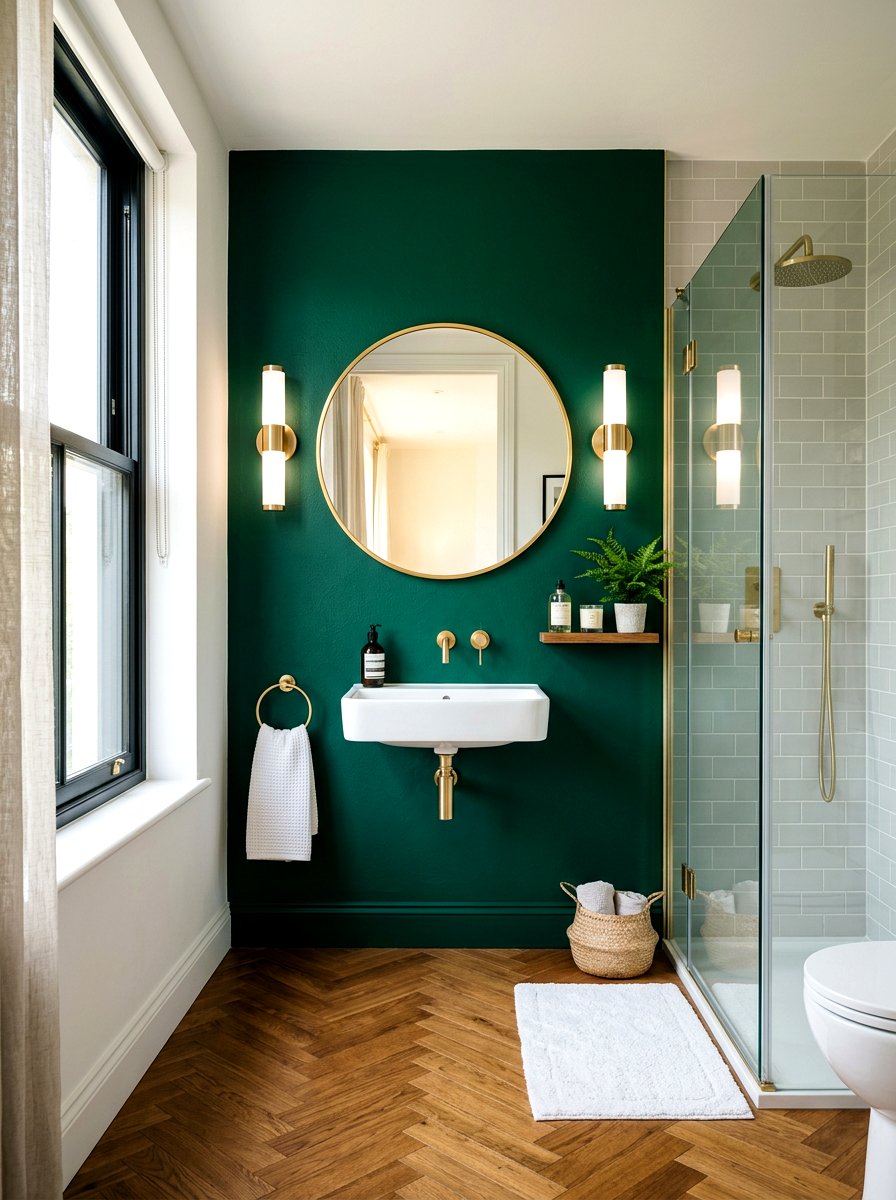 Dark Accent Wall Bathroom - 30 tiny apartment bathroom ideas
