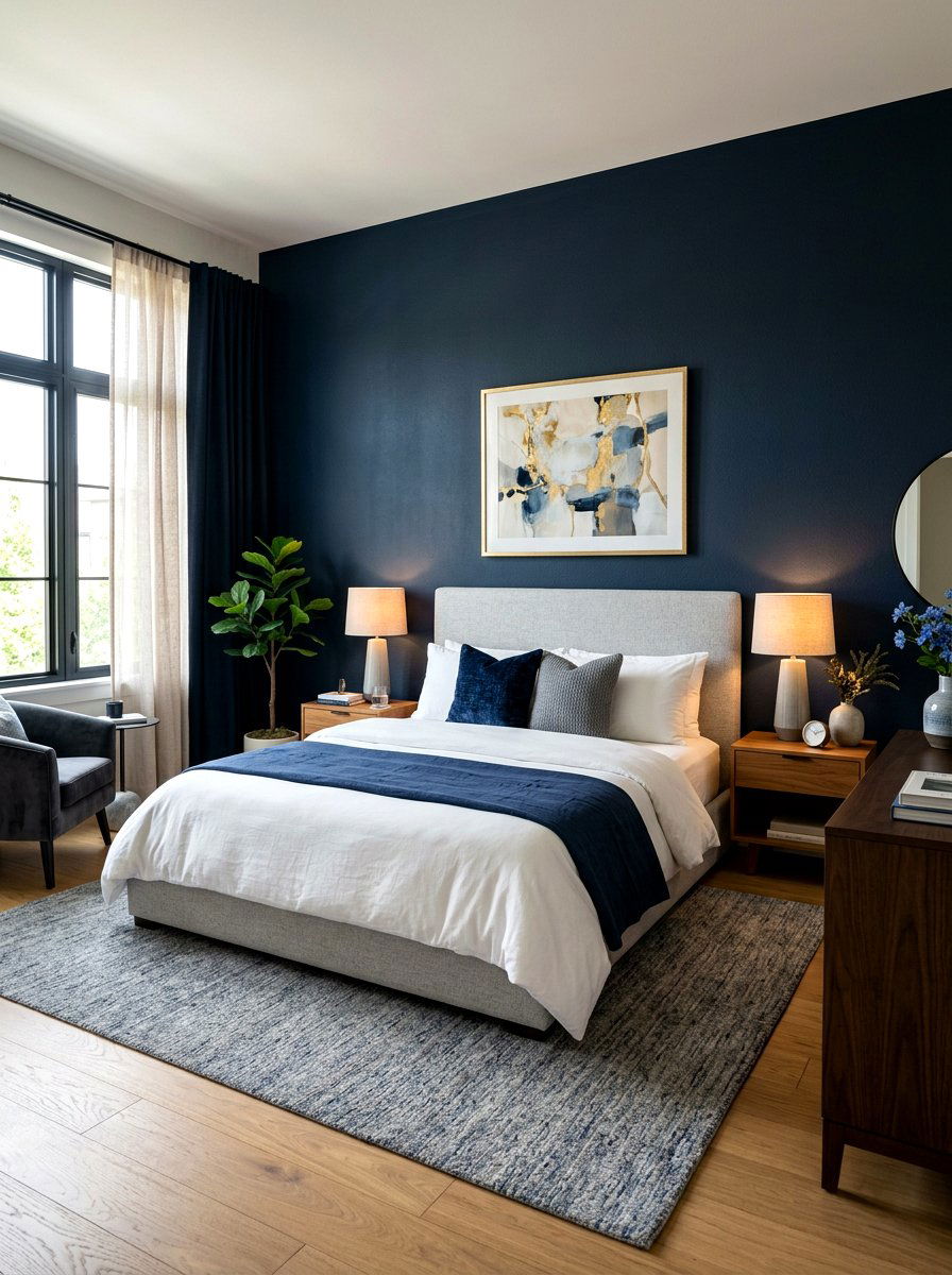 Dark Accent Wall - 30 cozy bedroom ideas
