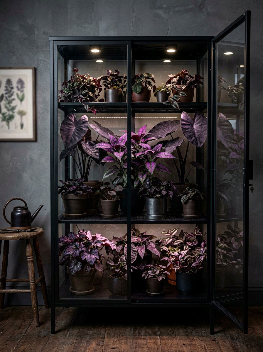 Dark Aesthetic Greenhouse Cabinet - 30 indoor greenhouse cabinet ideas
