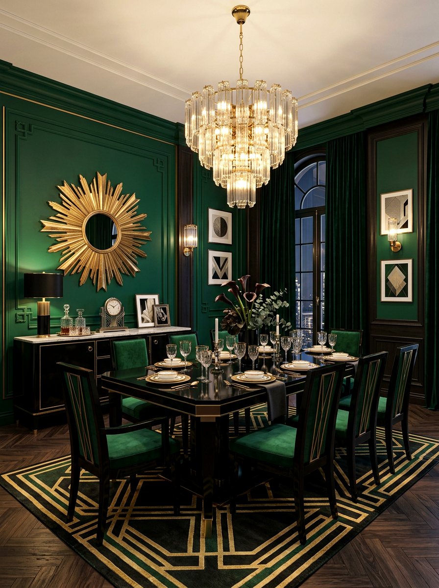Dark Art Deco Dining Room - 30 moody dining room ideas