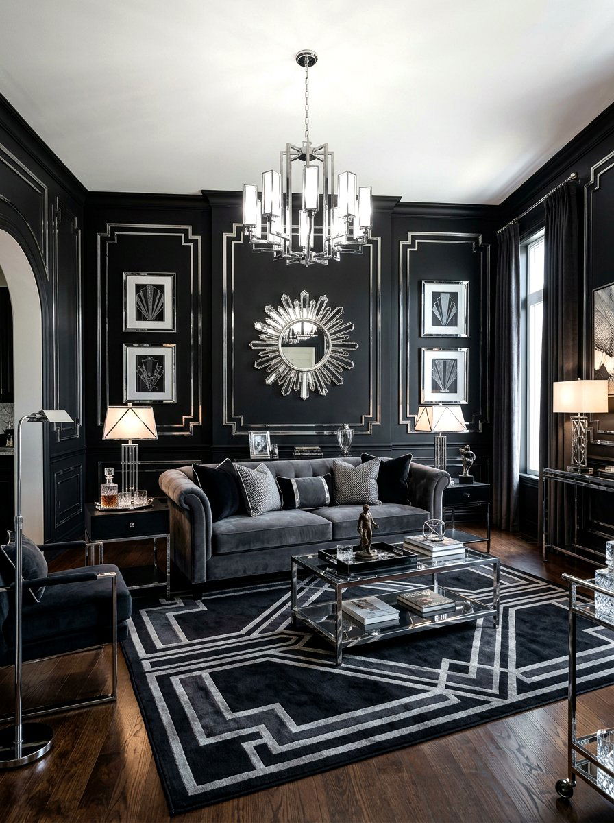 Dark Art Deco living room aesthetic - 30 art deco living room ideas
