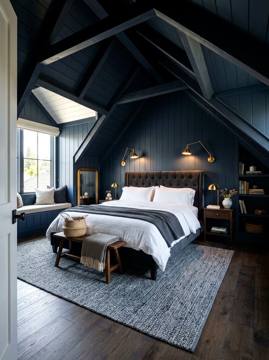 Dark Attic Bedroom - 30 attic bedroom ideas