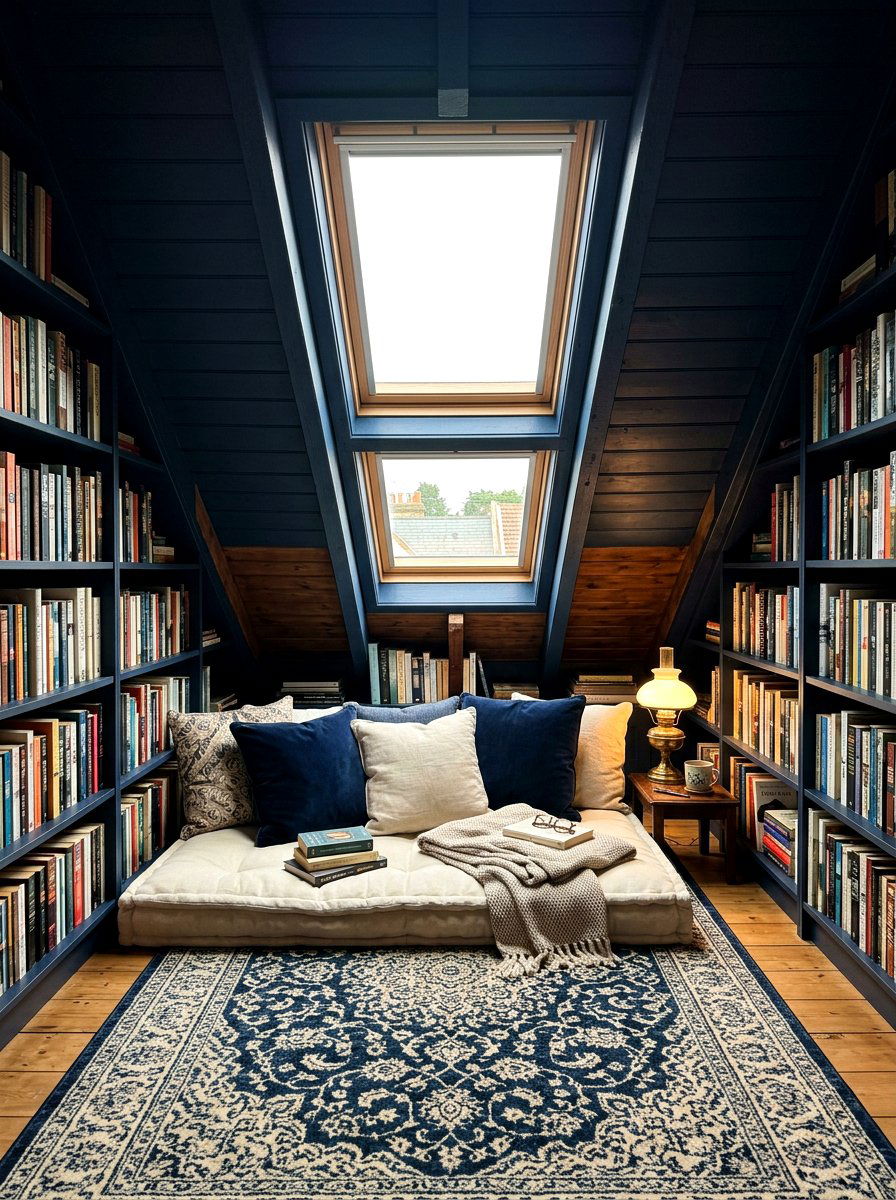 Dark Attic Library - 30 moody reading room ideas
