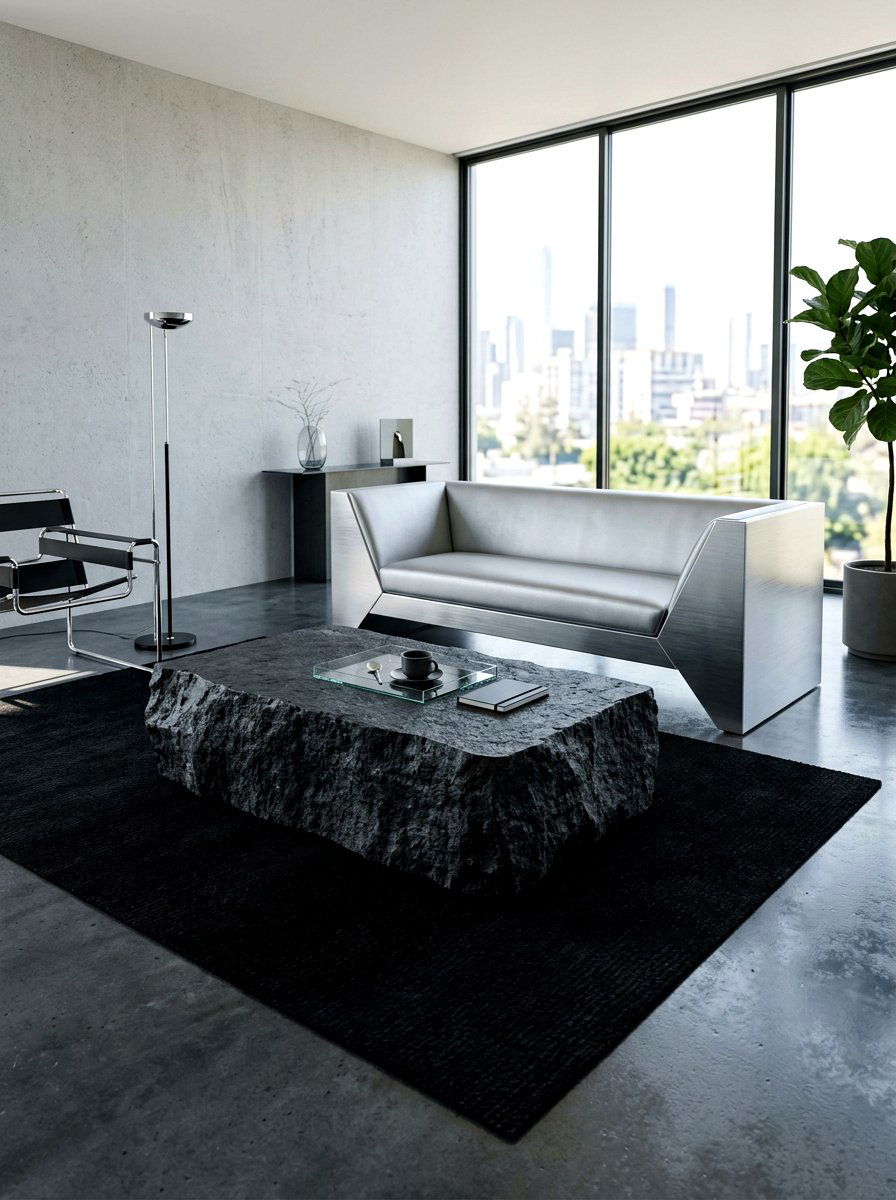 Dark Basalt Coffee Table - 30 stone coffee table ideas
