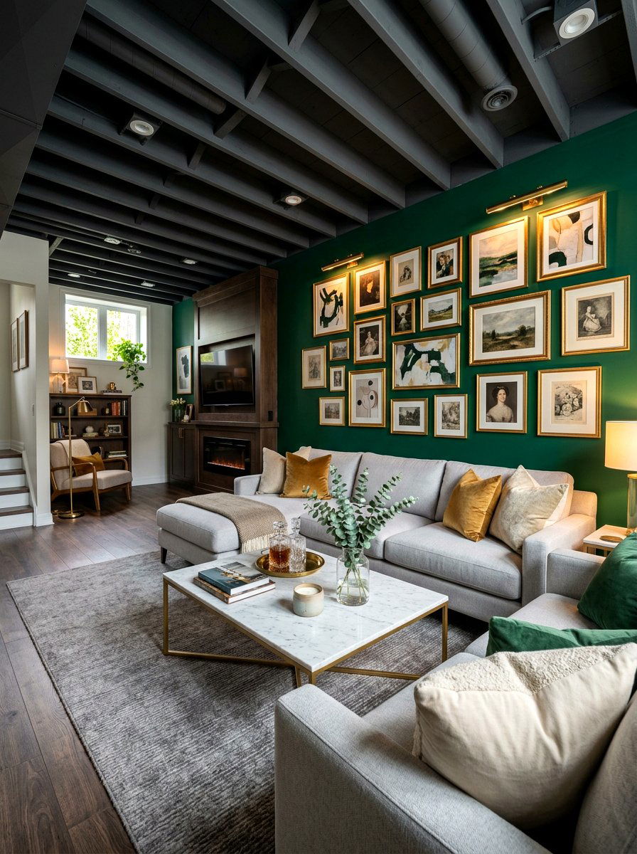Dark Basement Accent Wall - 30 basement family room ideas