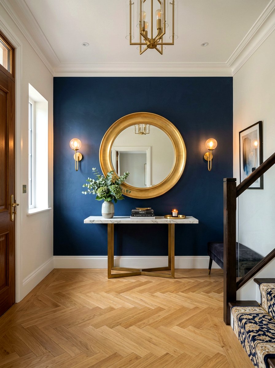 Dark Blue Accent Wall - 30 foyer accent wall ideas