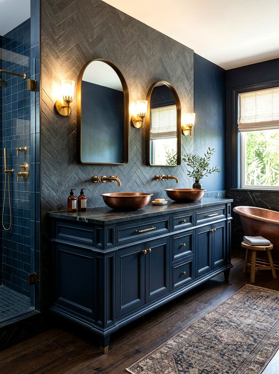 Dark Blue Bathroom Vanity - 30 navy bathroom ideas