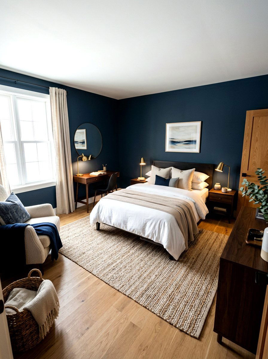Dark Blue Guest Bedroom - 30 inky blue bedroom ideas