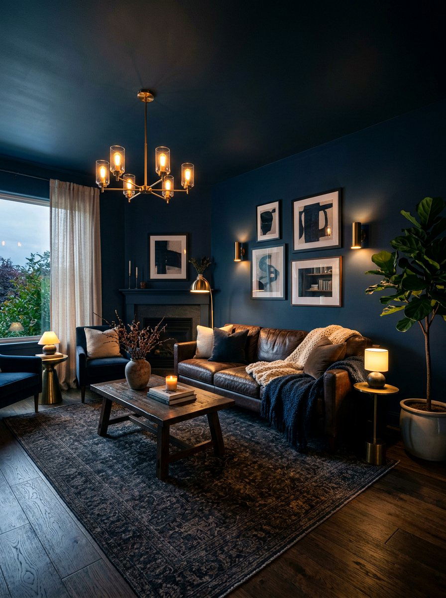 Dark Blue Living Room - 30 blue living room ideas
