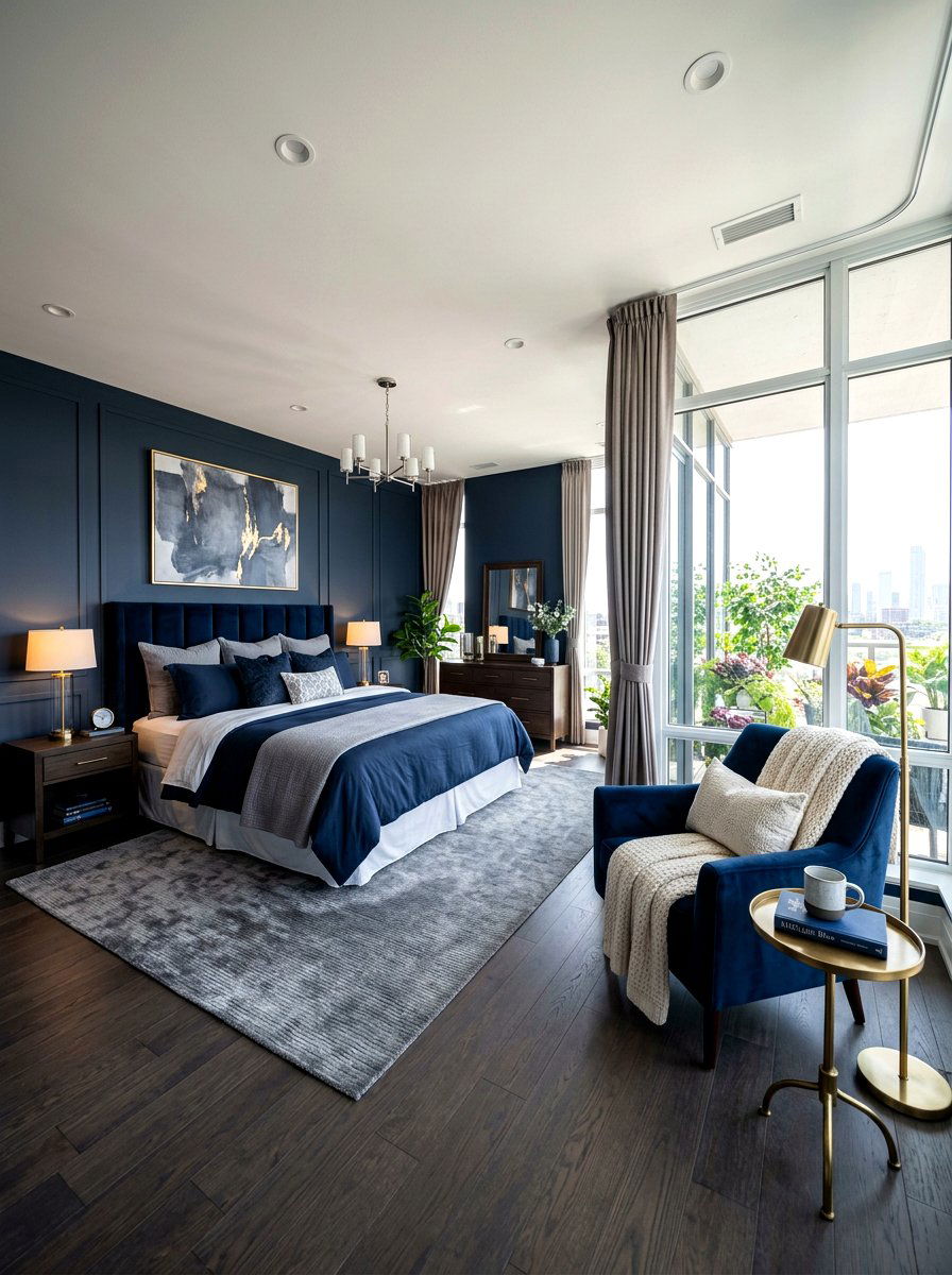 Dark Blue Master Bedroom Suite - 30 inky blue bedroom ideas