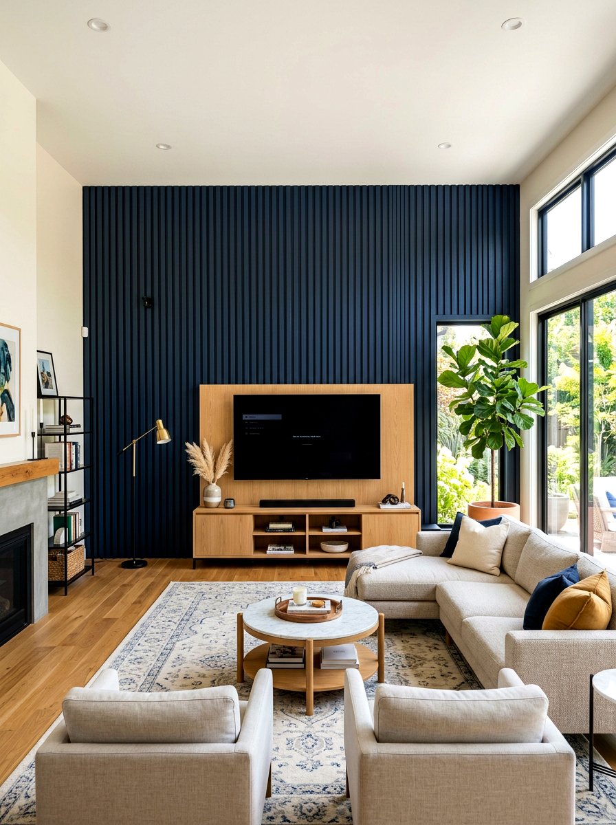 Dark Blue Wood Paneling - 30 ink blue lounge ideas