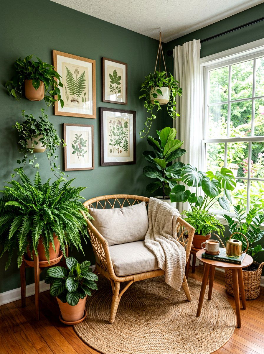 Dark Botanical Nook - 30 moody reader nook ideas