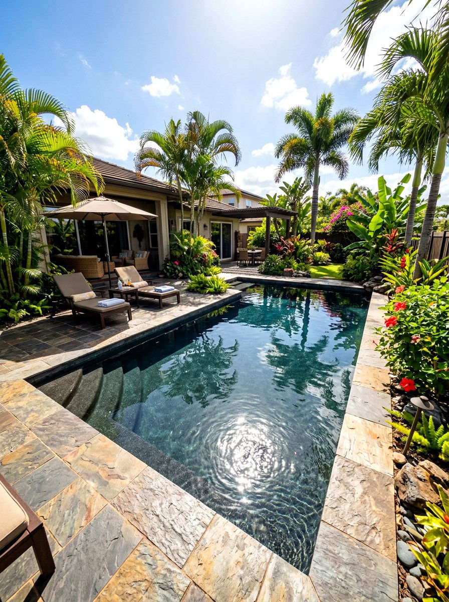 Dark Bottom Pool - 30 rectangular pool ideas