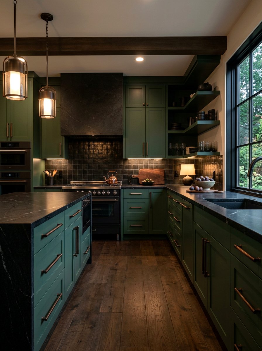 Dark Bronze Long Pulls Kitchen - 30 long pull cabinet ideas