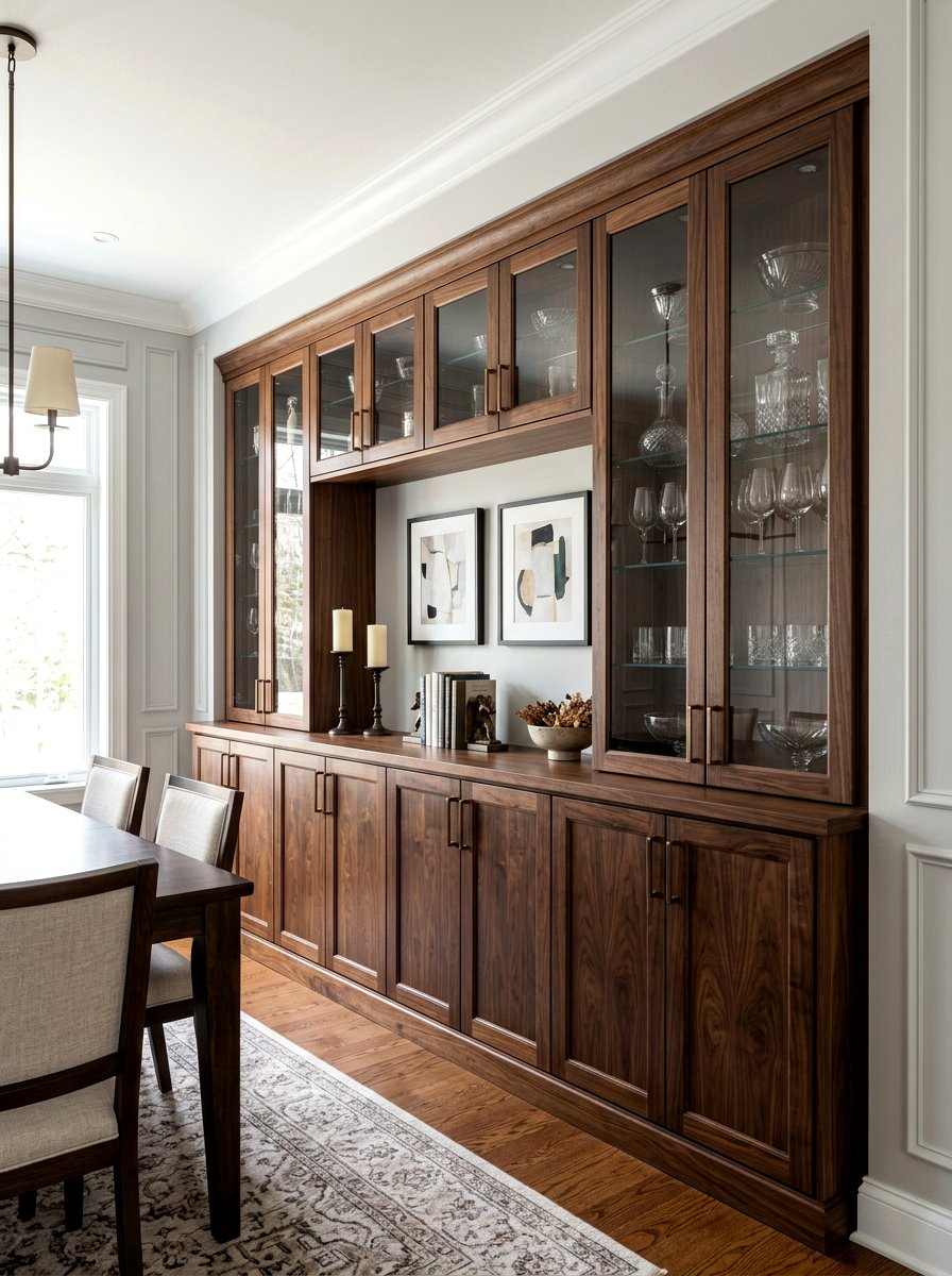 Dark Brown Built In Buffet - 30 brown dining room decor ideas