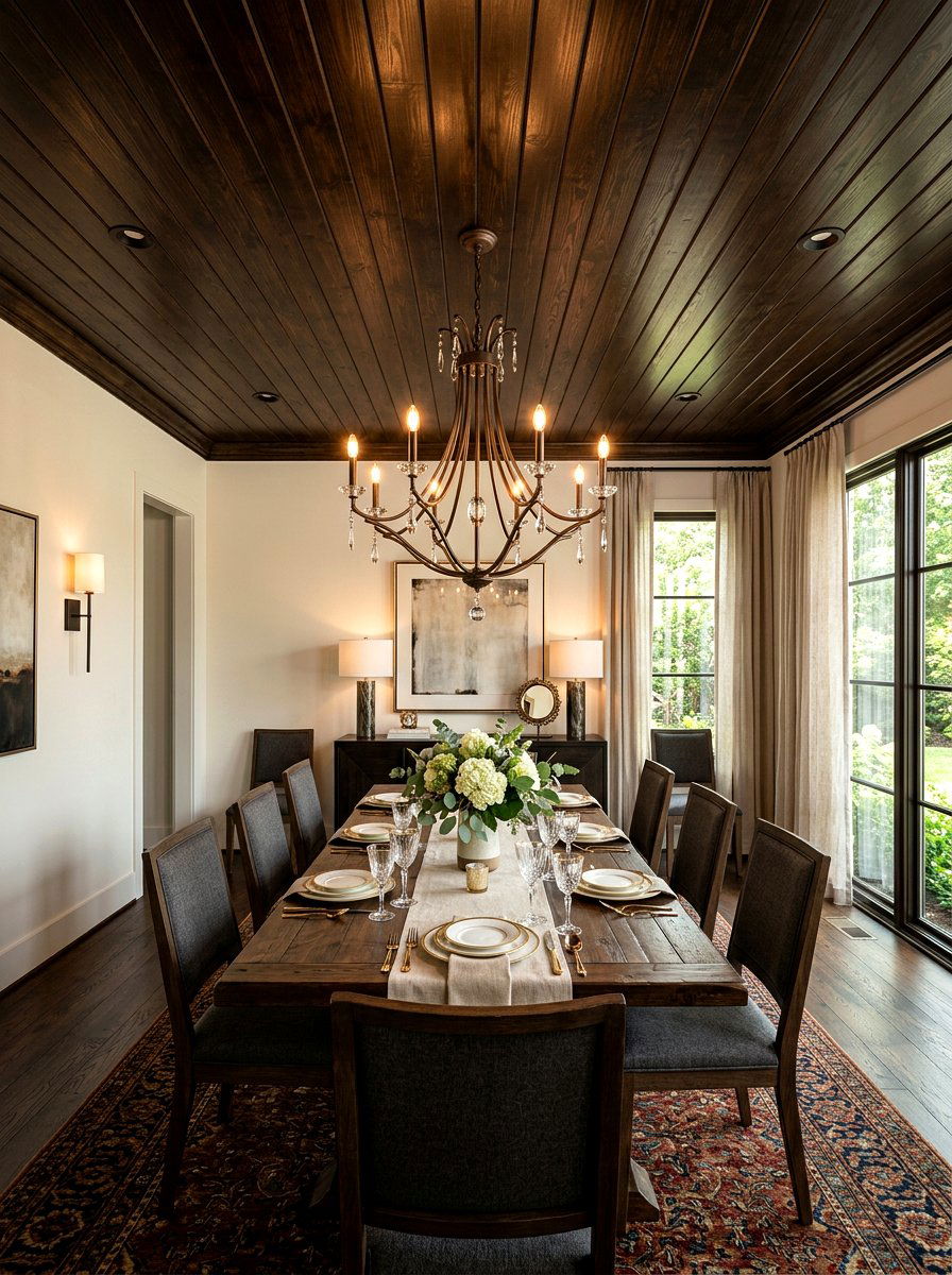 Dark Brown Ceiling Dining Room - 30 brown dining room decor ideas