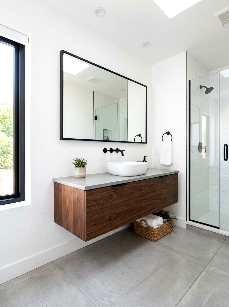 Dark Brown Floating Vanity - 30 chocolate bathroom ideas